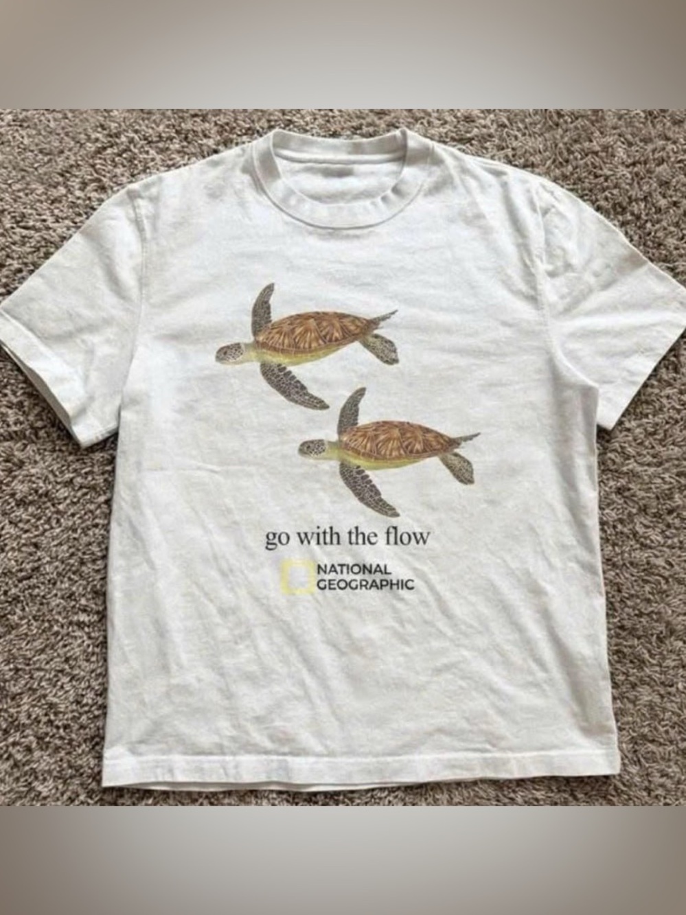 National Geographic "Go With the Flow" White Turtle Graphic Tee